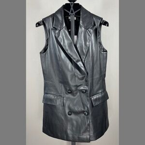 NEW Jason Wu Vest Jacket Womens Small black faux leather blazer moto designer